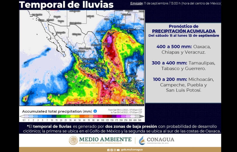 Más lluvias torrenciales para Veracruz y Oaxaca este fin de semana