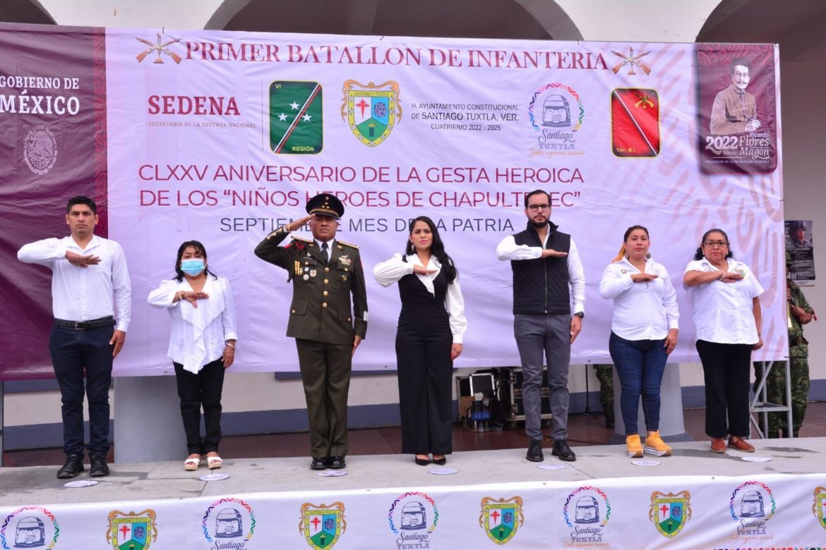 Conmemoran Gesta Heroica de la Batalla de Chapultepec, en Santiago Tuxtla