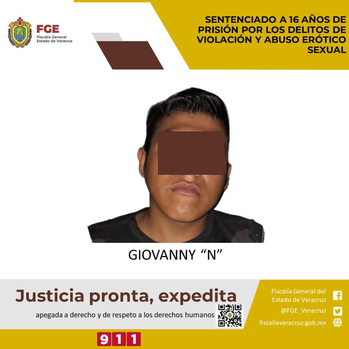 Le aplican 16 años de prisión a Giovanny “N” por abuso sexual contra dos menores