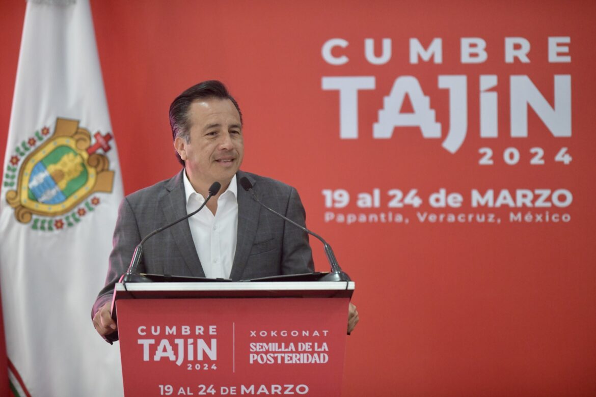 Gobernador Cuitláhuac García presenta Cumbre Tajín 2024 en Complejo Cultural «Los Pinos»